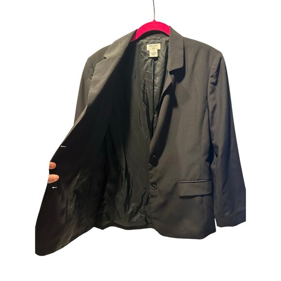 Brooks 346 Women’s Size 8 Blazer Suit Jacket Wool Blend Solid Black Business - Picture 4 of 7